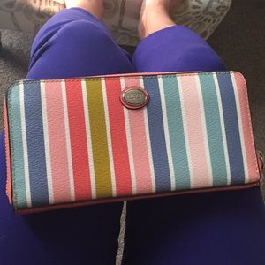 Coach bright colored striped wallet